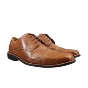 Sandro Moscoloni Shoes Mens 11 Oxford Cap Toe Classic Leather Dress Formal Brown